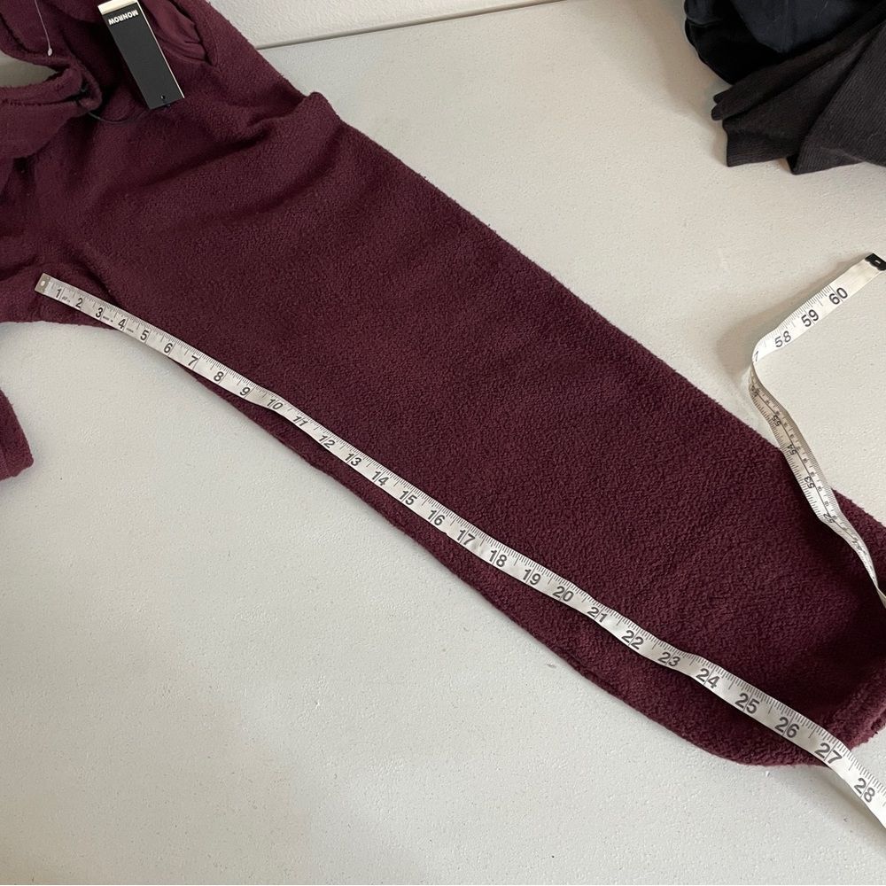 Monrow Teddy Fleece Slouchy Sweatpants Merlot Size Medium New - Picture 15 of 16